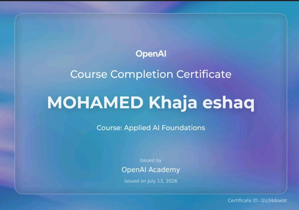 OpenAI Certificate certificate