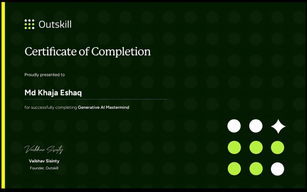 Outskill Certificate certificate