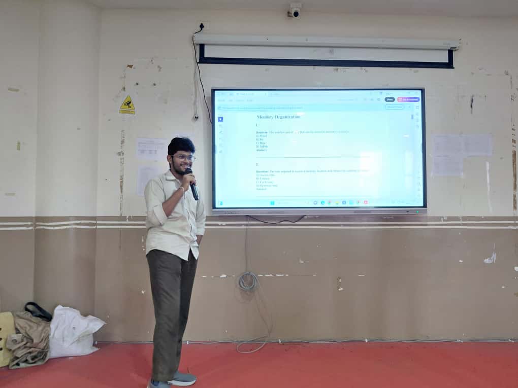 Sharing ideas at a technical presentation